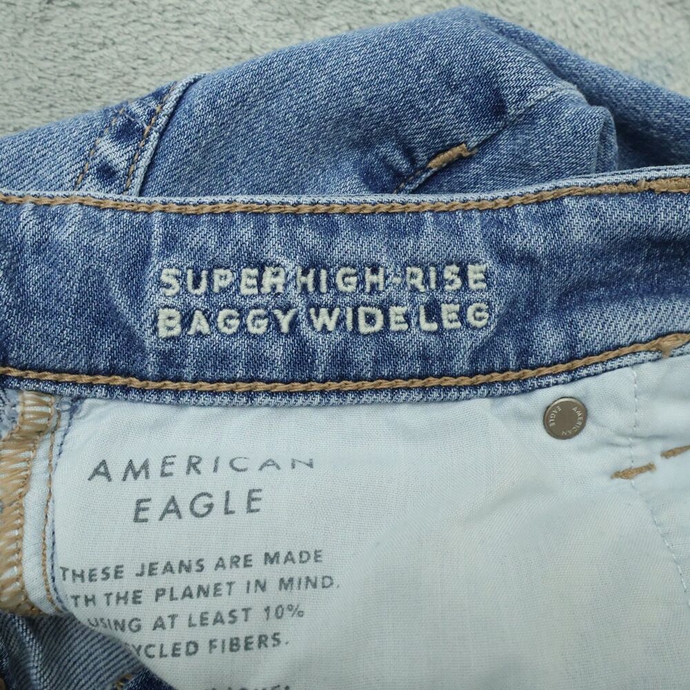 American Eagle Jeans Women's 2R Super High-Rise Baggy Wide-Leg Denim 31" Inseam - Picture 10 of 16
